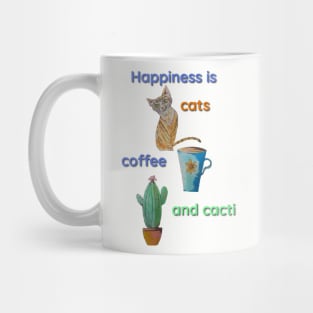 Happiness is Cats, Coffee and Cacti Mug